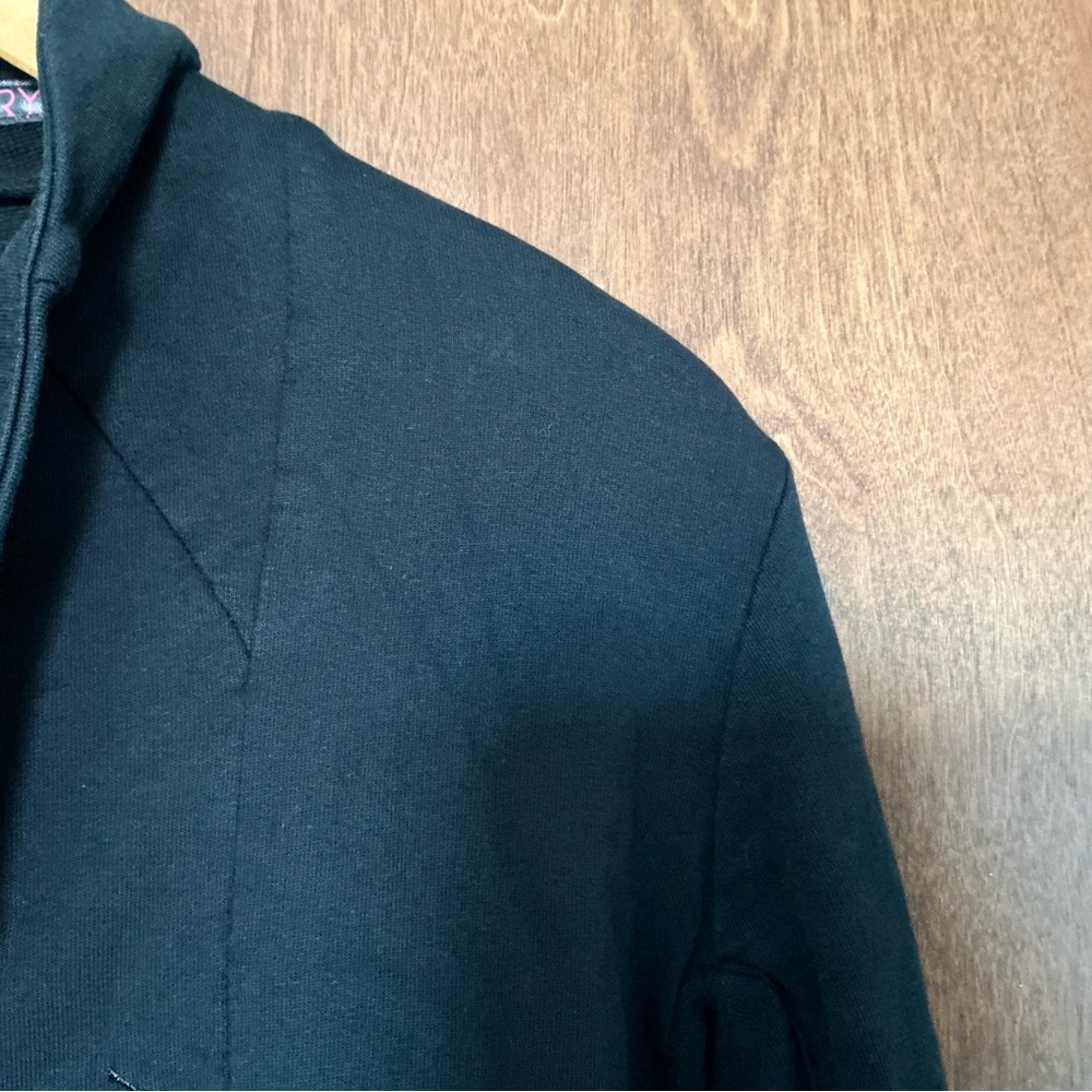 Terry Cycling Black Long Sleeve Asymmetric Zip Jacket Embroidered Ride Girl Sz M - Picture 3 of 13